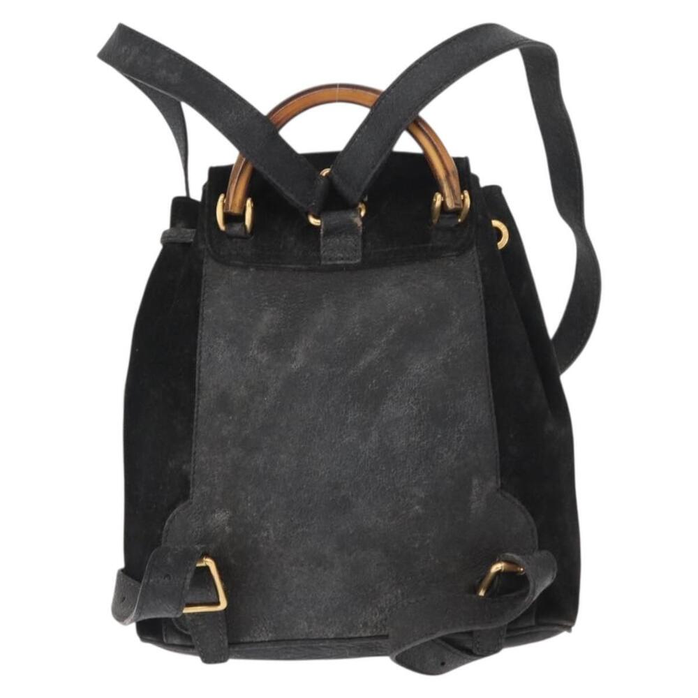 GUCCI Bamboo Backpack Leather Black Gold 003 2058 0030 Auth 156278 - Picture 2 of 16